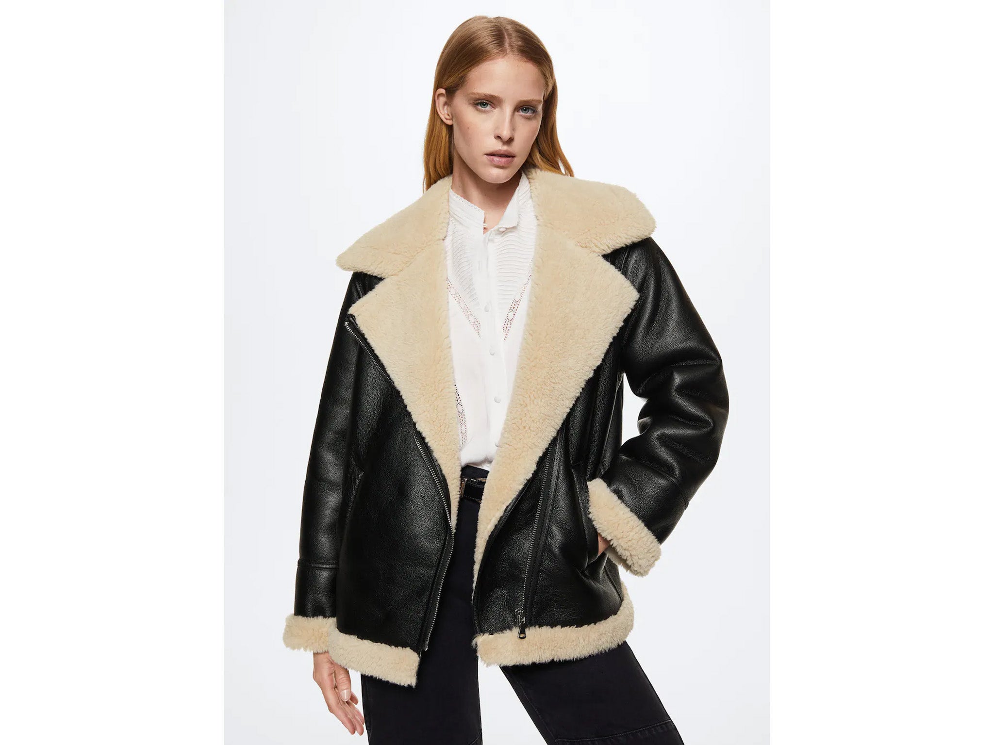 Zara faux fur hot sale aviator jacket